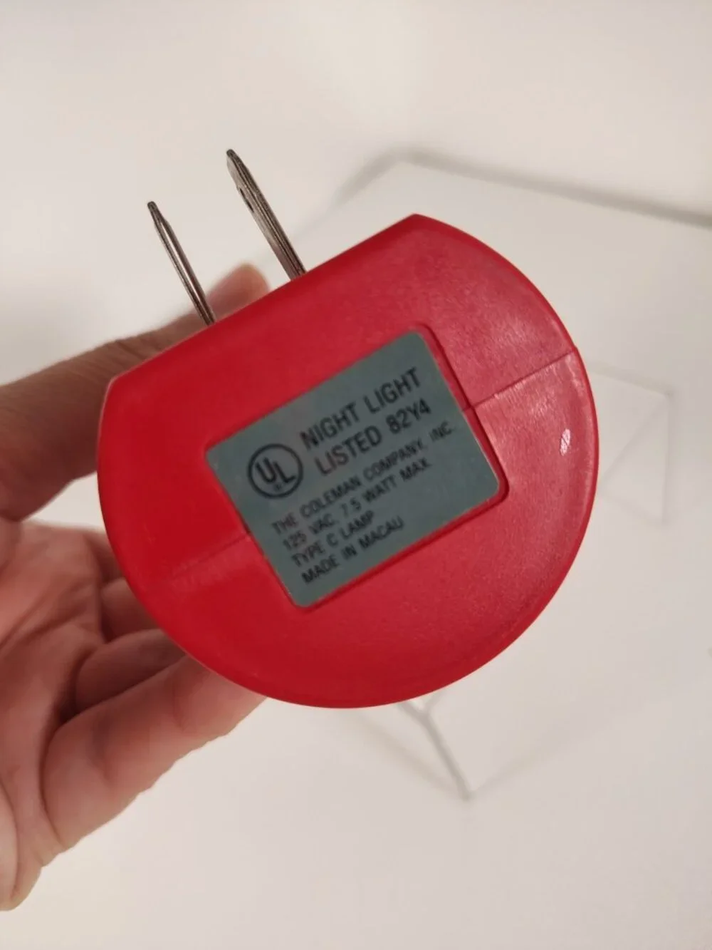 Super Rare Vtg Coleman Red Plug In Night Light WORKS